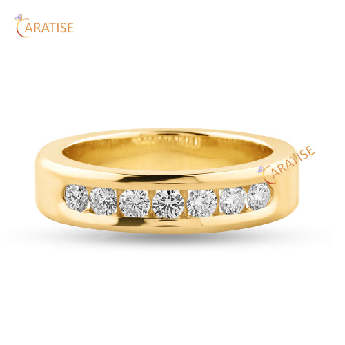 0.71 TDW Round Cut Moissanite Diamond Band Ring 925 Silver