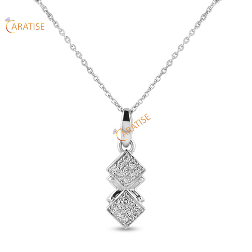 0.234 TDW Round Cut Diamond Custom Pendant With Chain 925 Silver