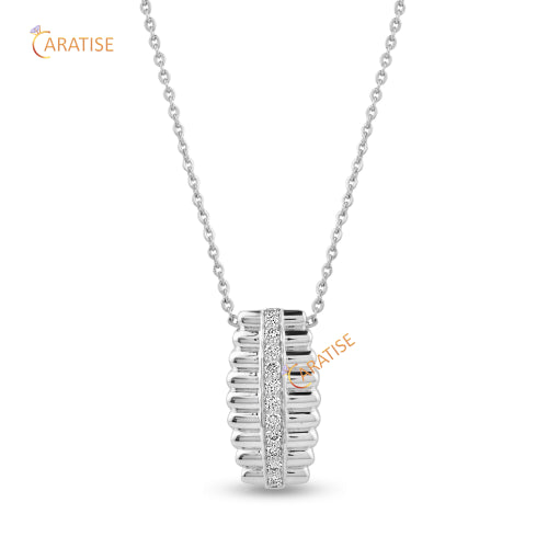 0.178 TDW Round Cut Diamond Pendant With Chain White Gold