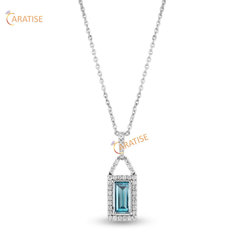 1.27 TDW F.B. Baguette & Round Cut Diamond Custom Pendant With Chain 925 Silver