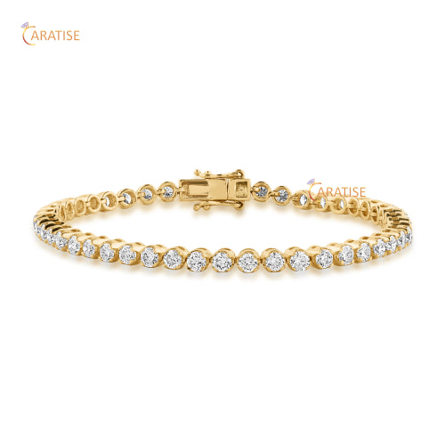 5.39 TDW Round Cut Diamond Tennis Bracelet 925 Silver