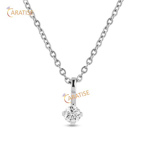 0.30 TDW Round Cut Diamond Custom Pendant With Chain 925 Silver