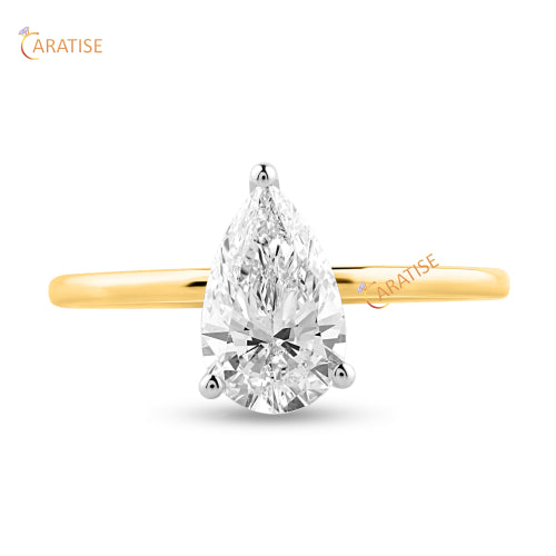 1.28 TDW Pear & Round Cut Diamond Halo Ring 925 Silver