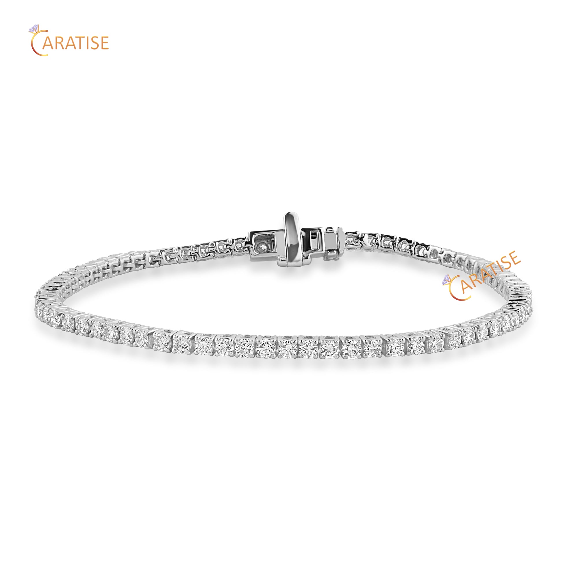 4.41 TDW Round Cut Diamond Tennis Bracelet 925 Silver