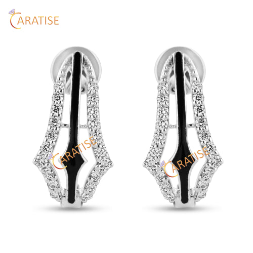0.432 TDW Round Cut Diamond Earring 925 Silver