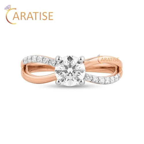 1.068 TDW Round Cut Diamond Engagement Ring 925 Silver