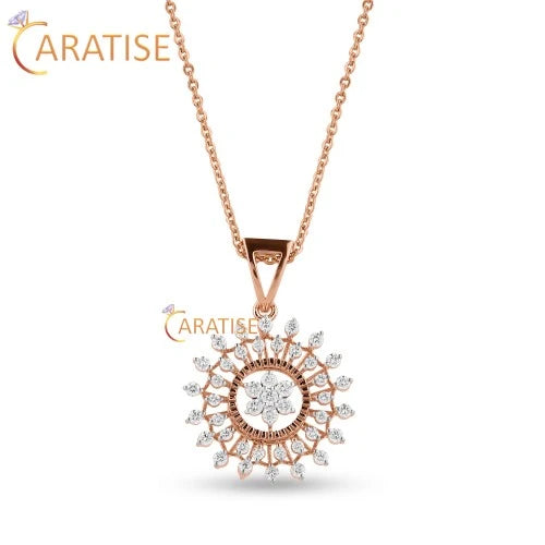 1.14 TDW Round Brilliant Cut Diamond Pendant & Earring 925 Silver