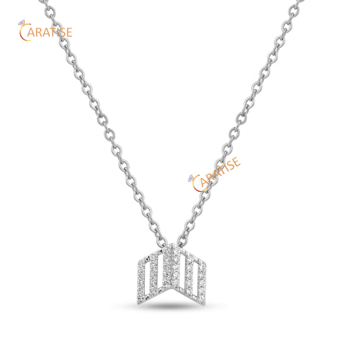 0.15 TDW Round Cut Diamond Custom Pendant With Chain 925 Silver