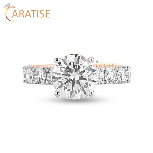 3.20 TDW Round Cut Diamond Engagement Ring 925 Silver