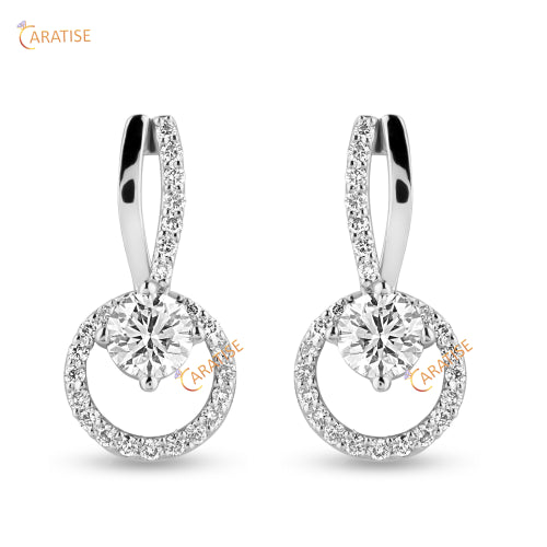 0.80 TDW Round Cut Diamond Earring 925 Silver