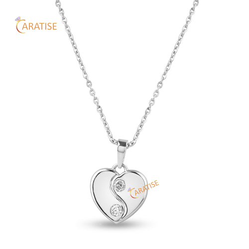 0.10 TDW Round Brilliant Cut Heart Diamond Pendant 925 Silver