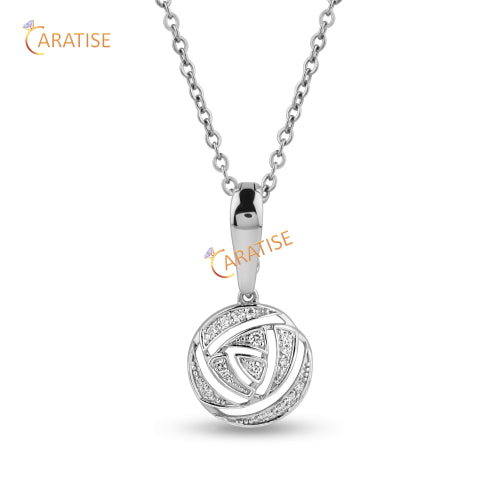 0.12 TDW Round Cut Diamond Custom Pendant WIth Chain 925 Silver