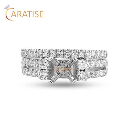 0.68 TDW Round Cut Diamond Women's Ring with Band 925 Silver