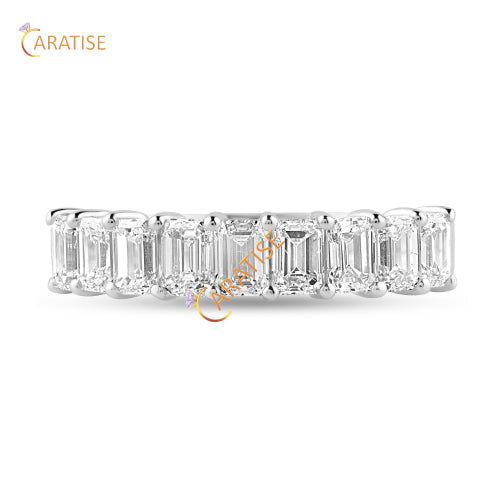 1.31 TDW Emerald Cut Diamond Ring 925 Silver