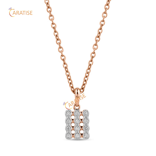 0.08 TDW Round Cut Diamond Custom Pendant With Chain 925 Silver