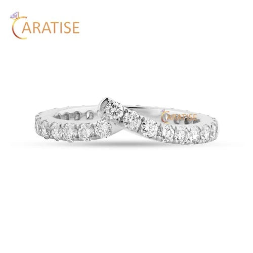 1.23 TDW Round Cut Diamond Eternity Band Ring 925 Silver