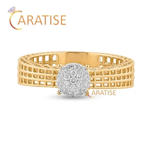 0.14 TDW Round Cut Diamond Engagement Ring 925 Silver