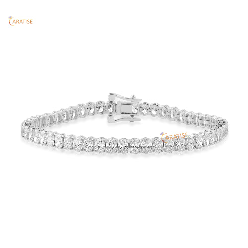 8.40 TDW Oval Cut Diamond Bracelet Tennis Bracelet 925 Silver