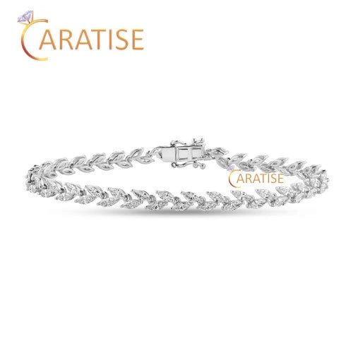 4.36 CT Marquise Cut Diamond Moissanite Charm Bracelet 925 Silver