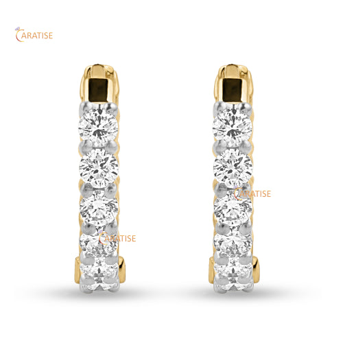 1.43 TDW Round Cut Diamond Earring 925 Silver