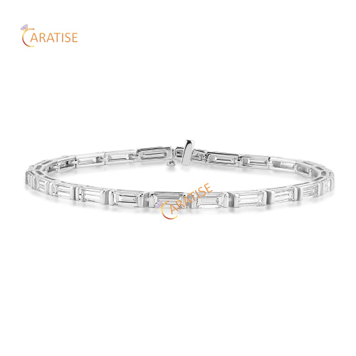 7.77 TDW Baguette Cut Diamond 925 Silver