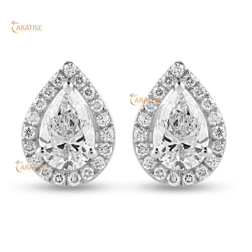 1.766 TDW Pear & Round Cut Diamond Earring 925 Silver