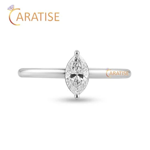 0.30 TDW Marquise Cut Diamond Solitaire Ring 925 Silver