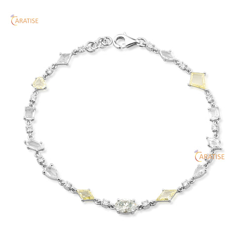 3.95 TDW Rose Cut,Round And Oval Cut Diamond Bracelet 925 Silver