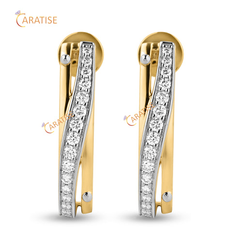 0.434 TDW Round Cut Diamond Earring 925 Silver