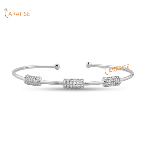 0.81 TDW Round Cut Diamond 925 Silver Diamond Bracelet