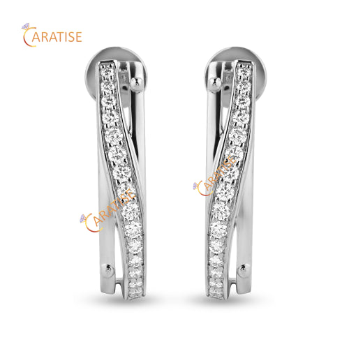 0.434 TDW Round Cut Diamond Earring 925 Silver