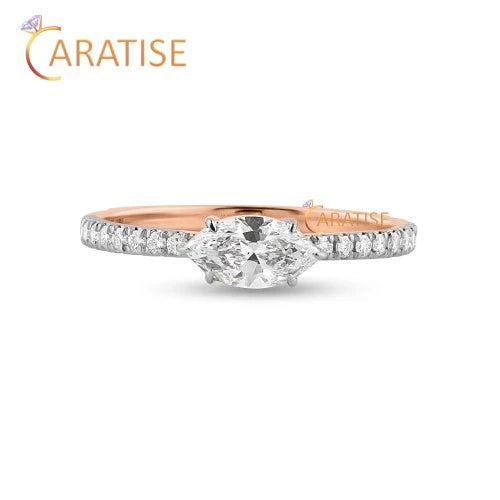 0.72 TDW Marquise & Round Cut Diamond Ring 925 Silver