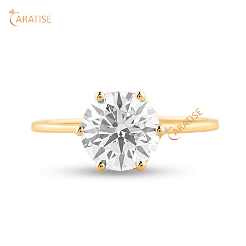 1.36 TDW Round Cut Diamond Solitaire Ring 925 Silver