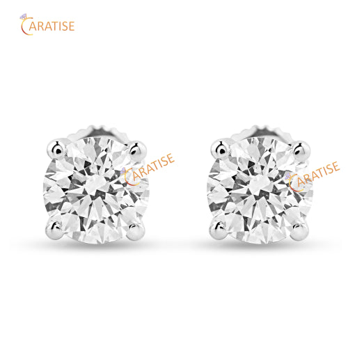1.07 TDW Round Cut Diamond Earring 925 Silver