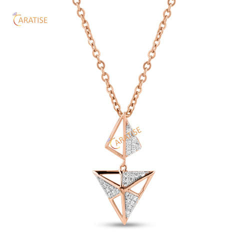 0.11 TDW Round Cut Diamond Custom Pendant With Chain 925 Silver