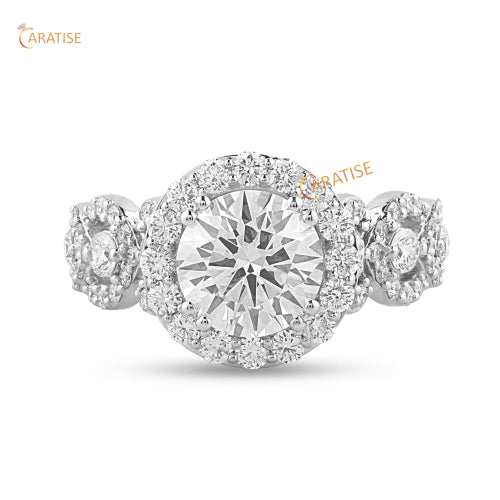 3.26 TDW Round Cut Diamond Engagement Ring 925 Silver