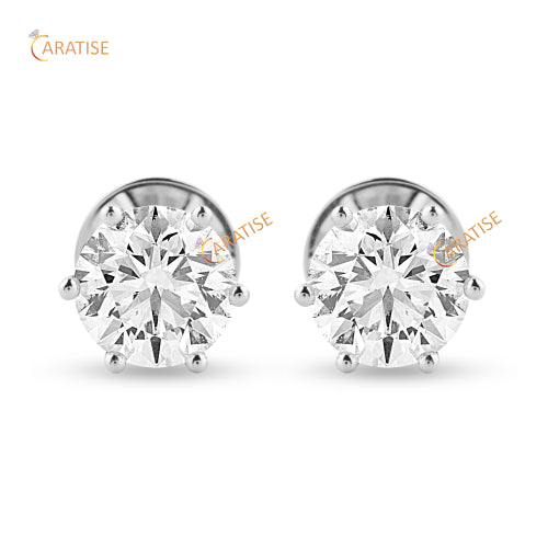 1.07 TDW Round Cut Diamond Earring 925 Silver