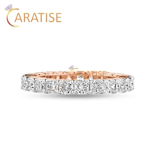 3.45 TDW Cushion Cut Diamond Eternity Band Ring 925 Silver