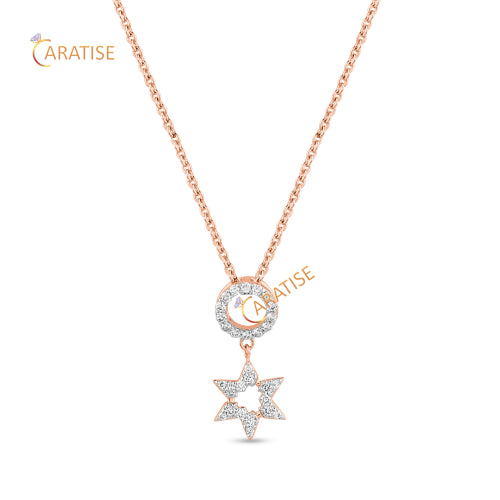 0.17 TDW Round Cut Diamond Custom Pendant With Chain 925 Silver