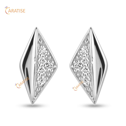 0.104 TDW Round Cut Diamond Earring 925 Silver