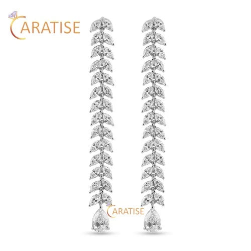 4.33 TDW Marquise & Pear Cut Diamond Earring 925 Silver