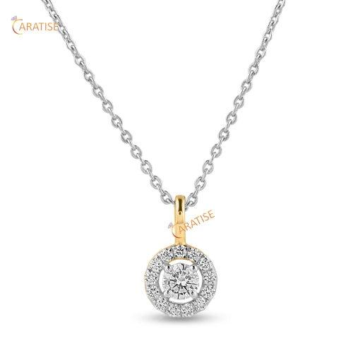 0.31 TDW Round Cut Diamond Custom Pendant With Chain 925 Silver