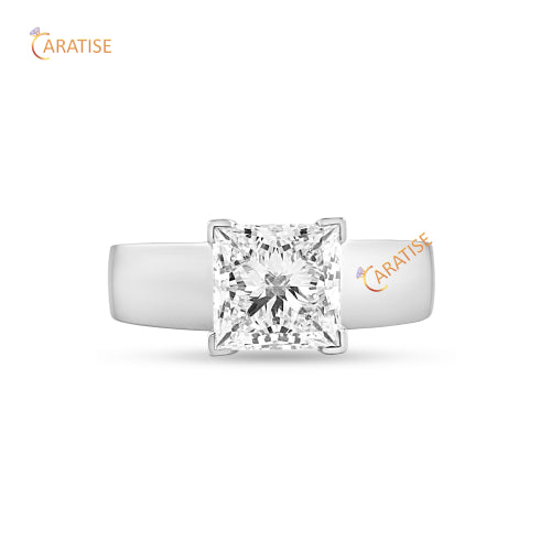 3.62 TDW Princess Cut Diamond Solitaire Ring 925 Silver