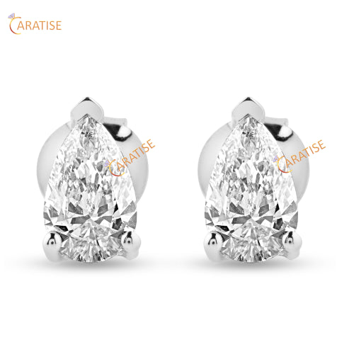 0.90 TDW Pear Cut Moissanite Earring 925 Silver