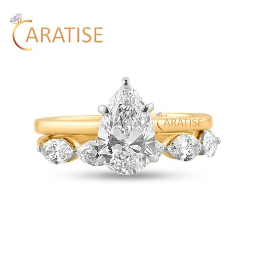 1.87 TDW Pear & Marquise Cut Diamond Ring 925 Silver