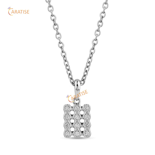 0.08 TDW Round Cut Diamond Custom Pendant With Chian 925 Silver