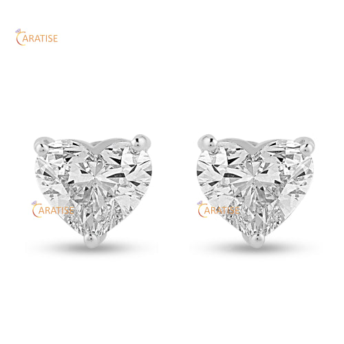 1.40 TDW Heart Cut Moissanite Diamond Stud 925 Silver