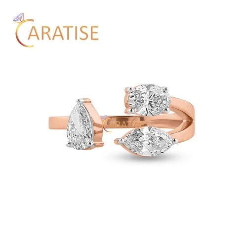 1.34 TDW Oval, Marquise & Pear Cut Diamond Three Stone 925 Silver