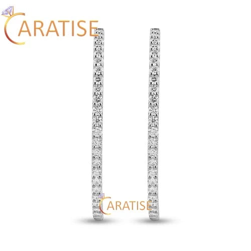 1.44 TDW Round Cut Diamond Earring 925 Silver