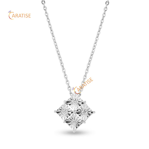 0.072 TDW Round Cut Diamond Custom Pendant With Chain 925 Silver